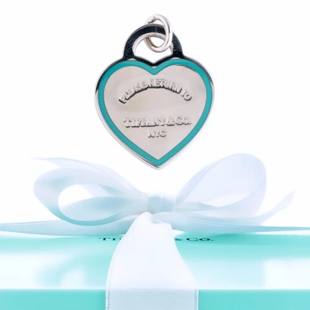 BNIB RARE! Return to Tiffany & Co Sterling Silver Blue Enamel Love Heart Pendent - Picture 1 of 16